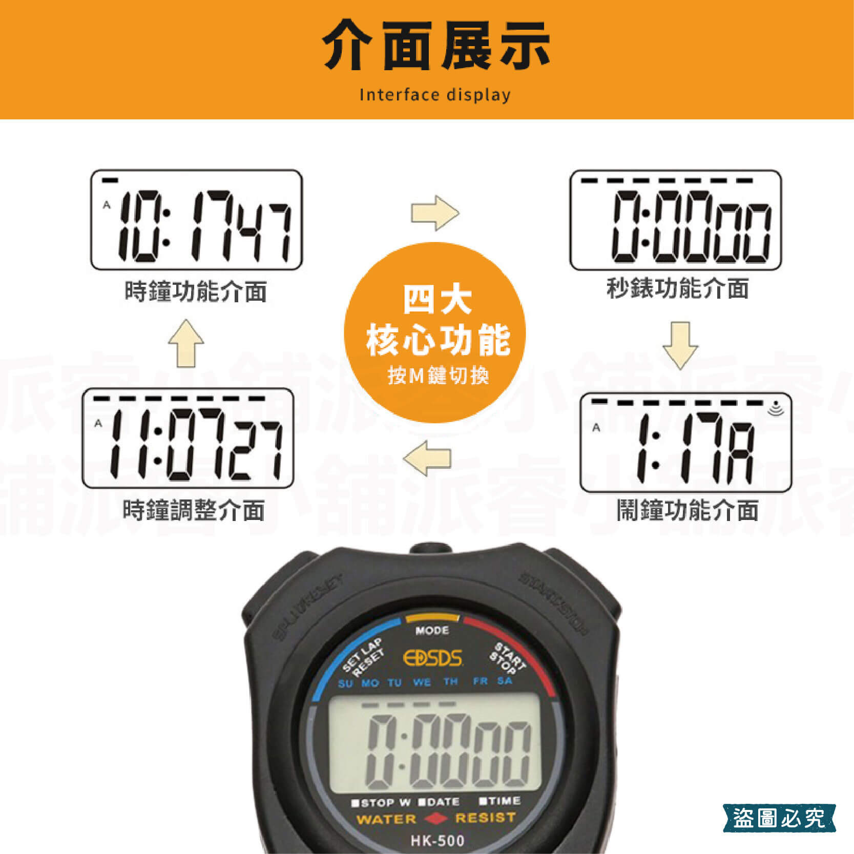 【四合一電子碼錶】四合一 運動碼錶 電子碼錶 計時碼錶 日期 運動電子 碼錶 計時 時鐘 鬧鐘