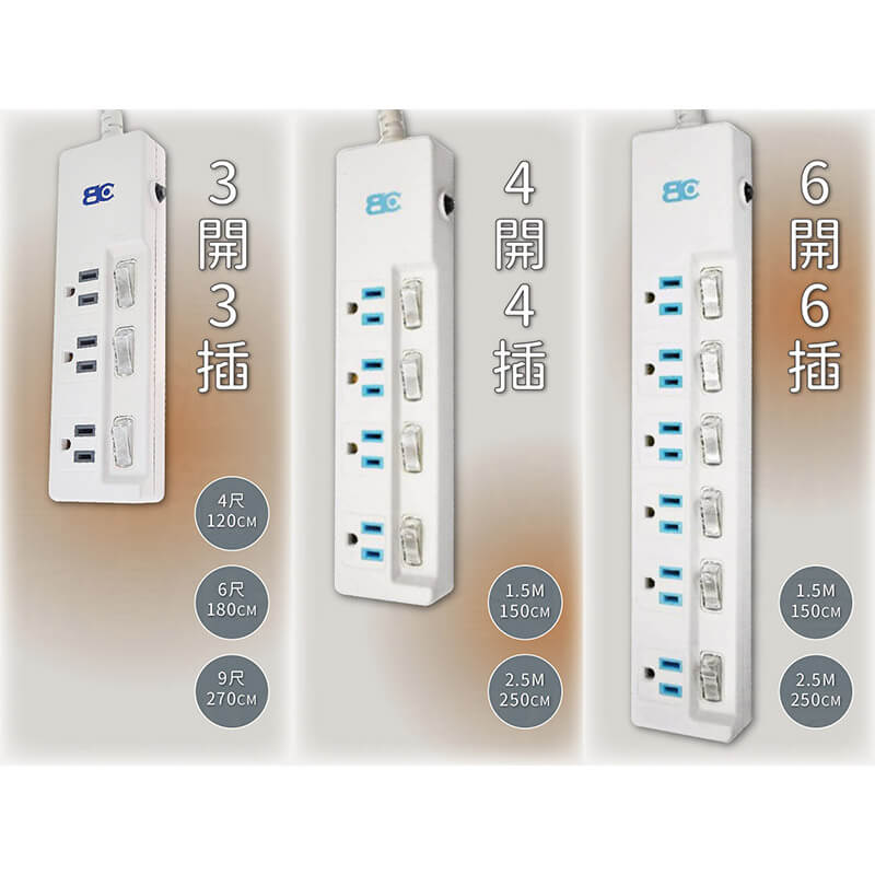台灣製【新安規 過載斷電獨立開關安全延長線】延長線 加大插孔間距 防雷擊防突波 獨立開關4尺 5尺 8尺【LD549】