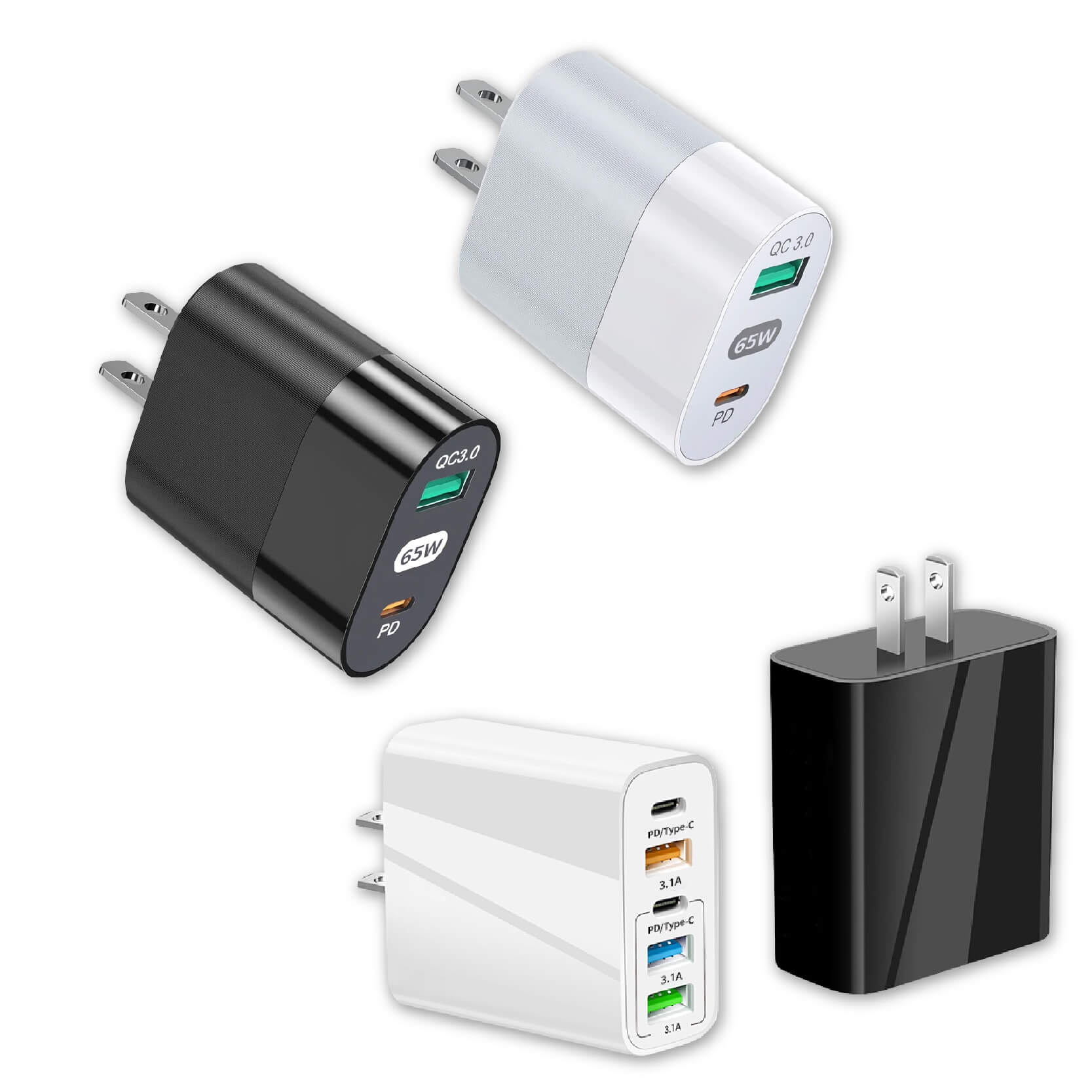 【65W PDQC 3.0大功率快速充電器】充電器 充電頭 氮化鎵 QC3.0
