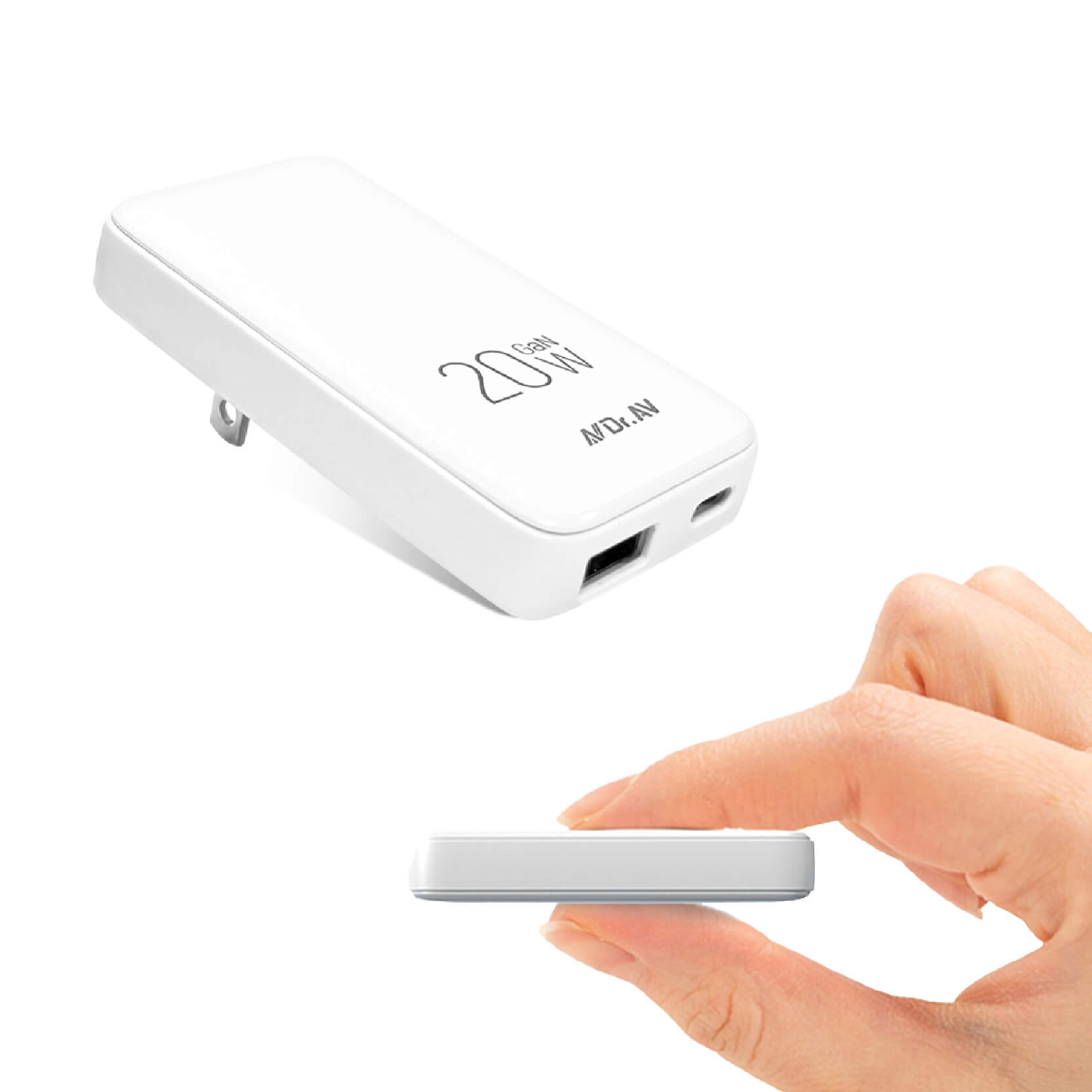 【GaN氮化鎵超薄充電器20W】國際電壓 名片型 隨身攜帶 豆腐頭 充電頭 快充