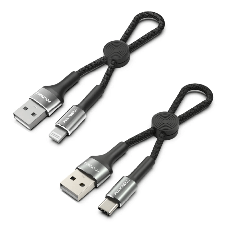 【POLYWELL USB極短收納充電線】USB Type-C 蘋果 12公分線長 收納線 充電線