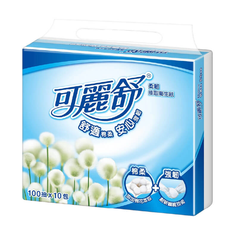 台灣製造【可麗舒 柔韌抽取衛生紙100抽x10包】