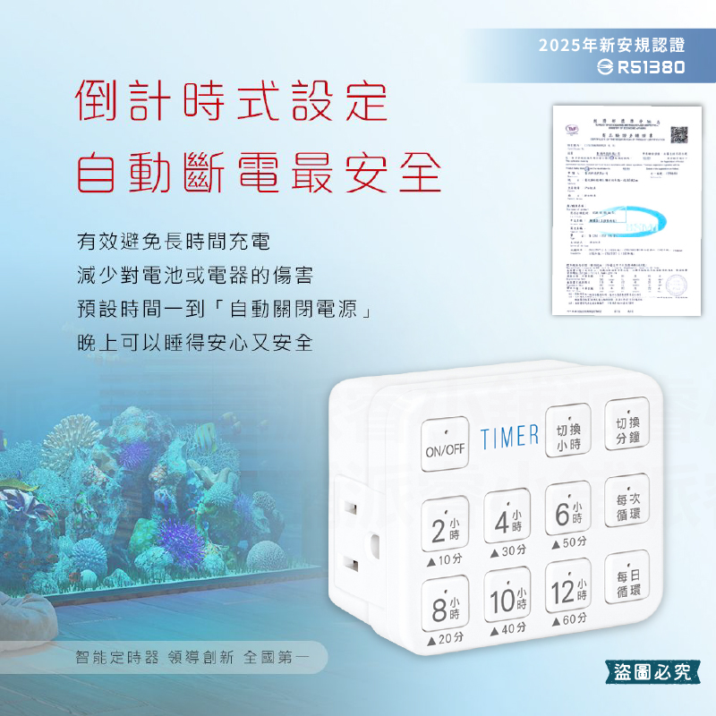 新安規認證【聖岡 按鍵式倒數定時器】影片教學 防過充 單次 每日循環 大按鍵設定 定時器 定時關機 省電