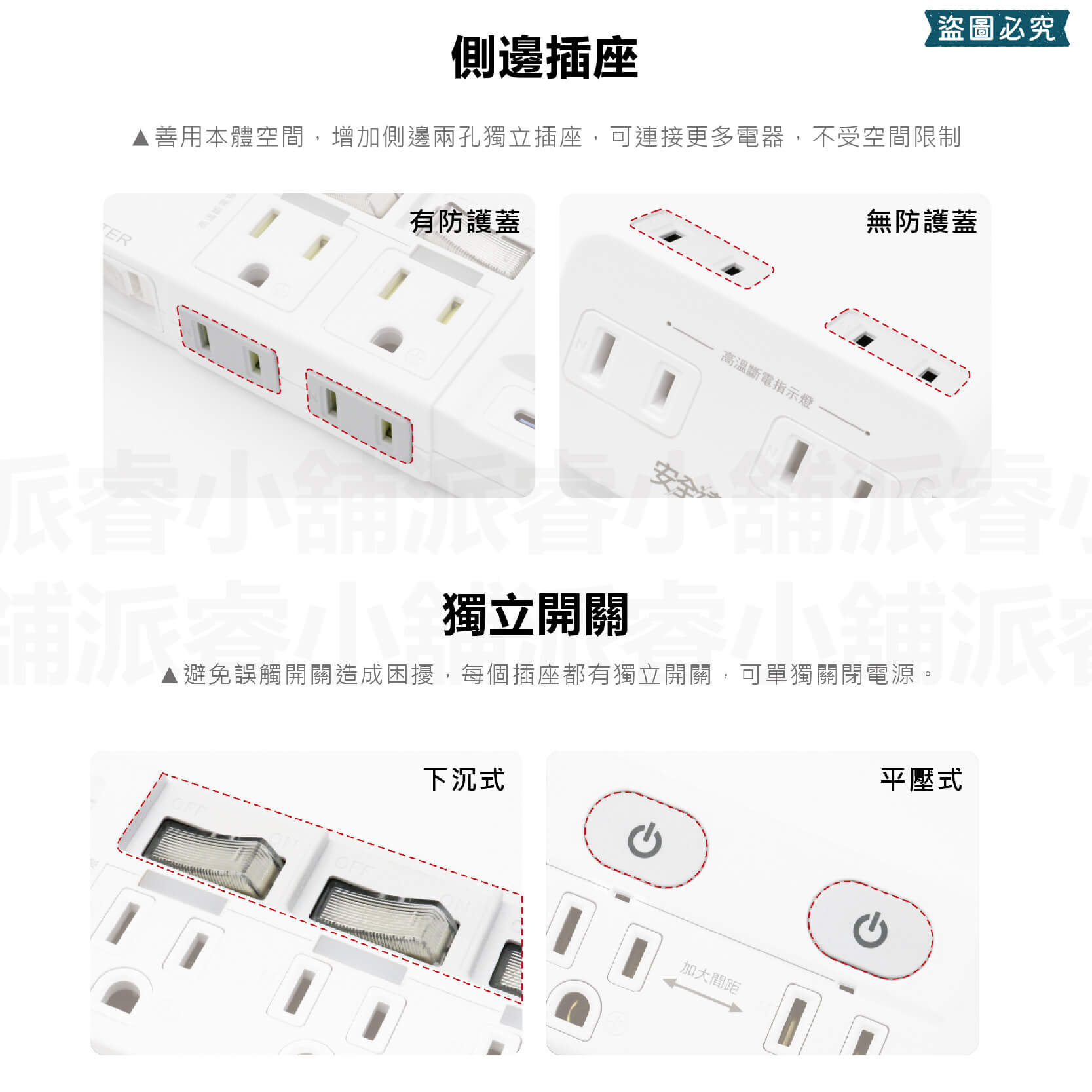 【安全達人 PTP多款分接器】高溫自動斷電 快充 兒童保護蓋 壁插 分接器