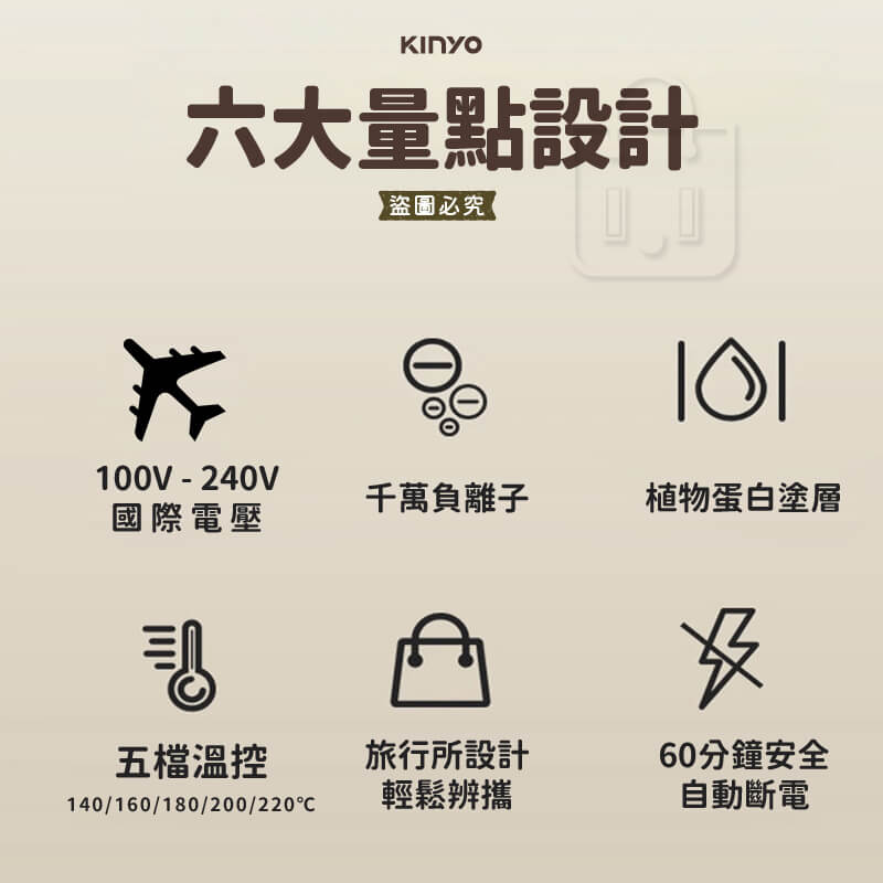 【KINYO 超植系縮時速熱平板夾】