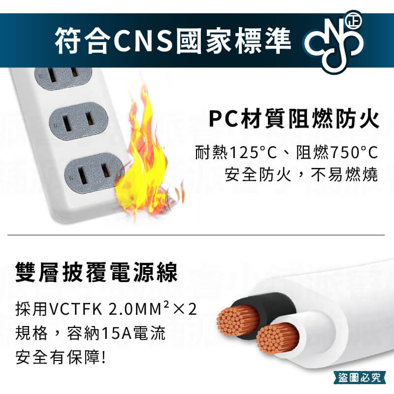 台灣製~微笑標章認證【威電 1開4插總開關延長線】過載斷電 防火材質 延長線 總開關 2P