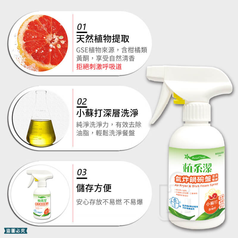 台灣製【愛思潔 氣炸鍋碗盤泡沫噴霧】300g 廚房電器 餐具 超強除油 溫和 不傷皮膚 去油 廚房清潔劑