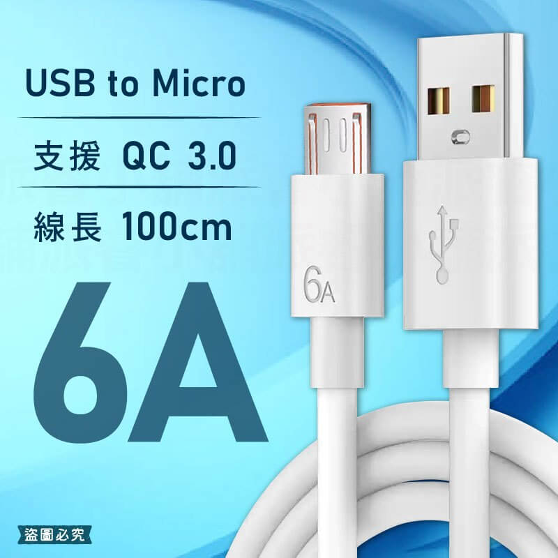 【6A速充傳輸線】線長1公尺 6A快充線 傳輸線 充電線 Type-C 蘋果 安卓