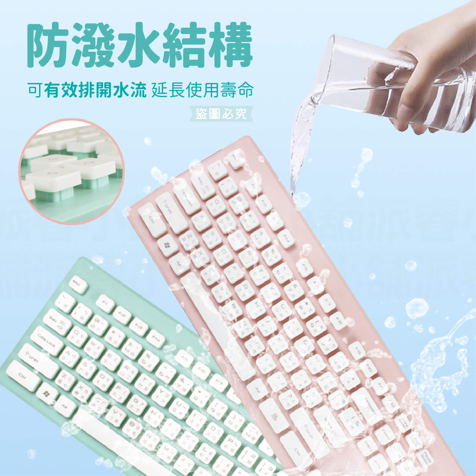 【PARI粉彩無線鍵鼠組】靜音 無線鍵盤滑鼠組 無線鍵盤 無線滑鼠 防潑水鍵盤