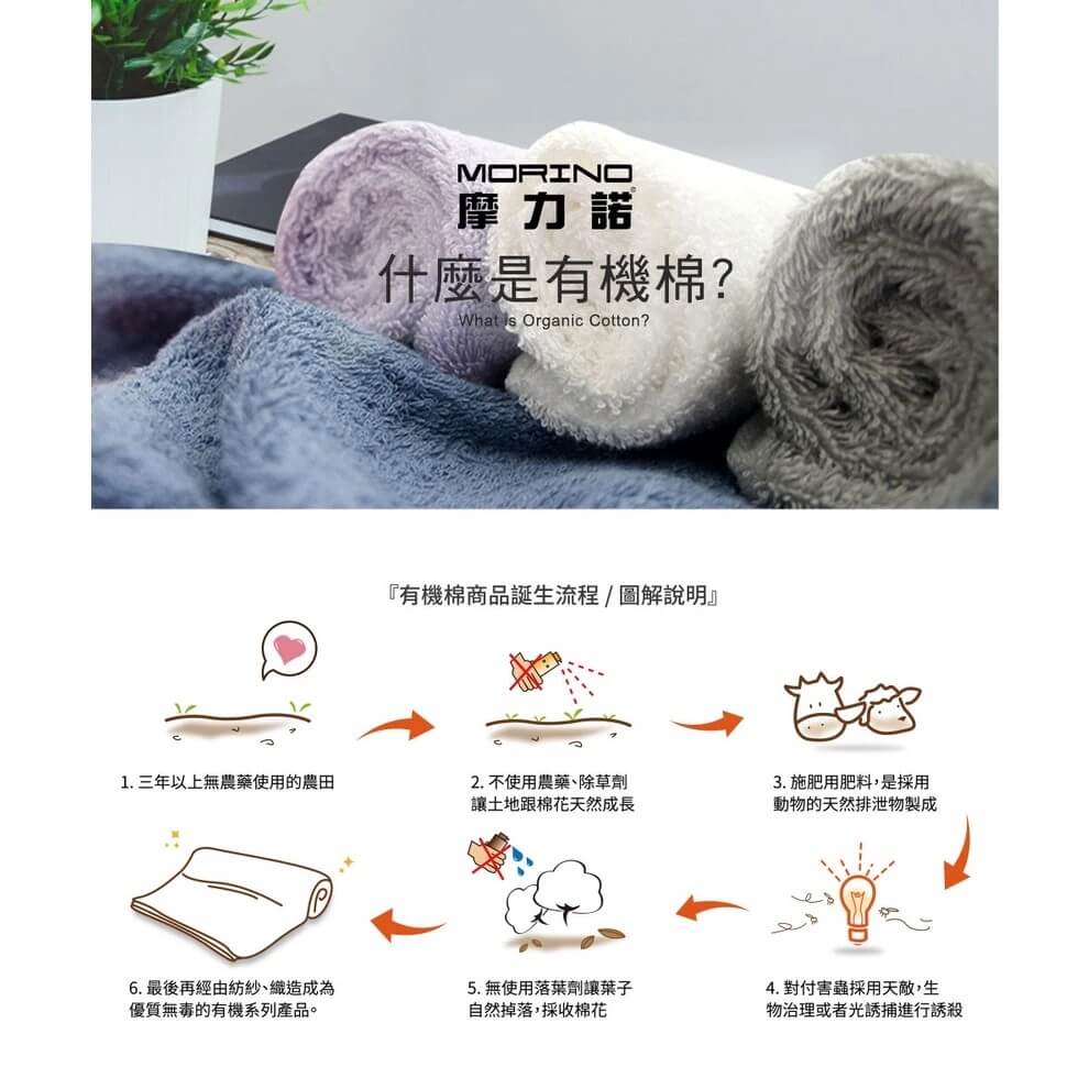 台灣製~有機棉【MORINO摩力諾 有機棉歐色緞條浴巾】浴巾 100％純棉 無農藥棉花 瞬間吸水【LD593】