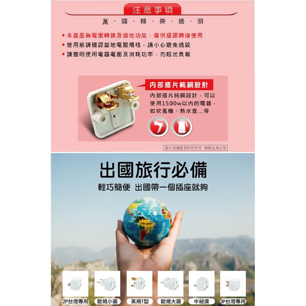 【聖岡科技 萬國轉換插頭】國外旅遊 轉換頭