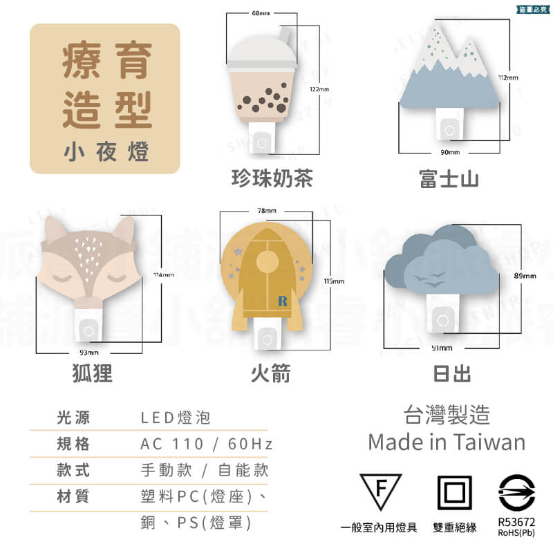 台灣製造【LED造型小夜燈】小夜燈 LED 壁插小夜燈