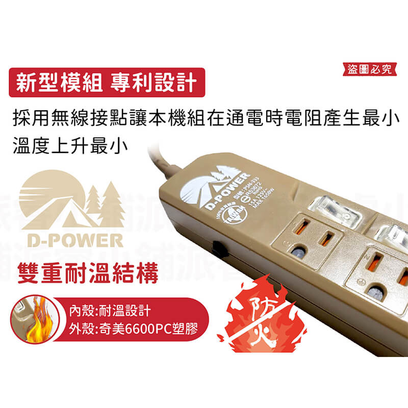 台灣製【軍事/露營風格獨立帶燈開關延長線】軍工風 電源線 過載斷電 突波吸收 防雷擊 防塵蓋 防誤觸開關【LD897】