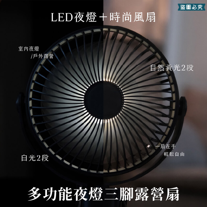 【多功能夜燈三腳露營扇】小風扇 便攜式風扇 USB充電 夜燈風扇 露營風扇 三腳架風扇 USB風扇【LD1003】