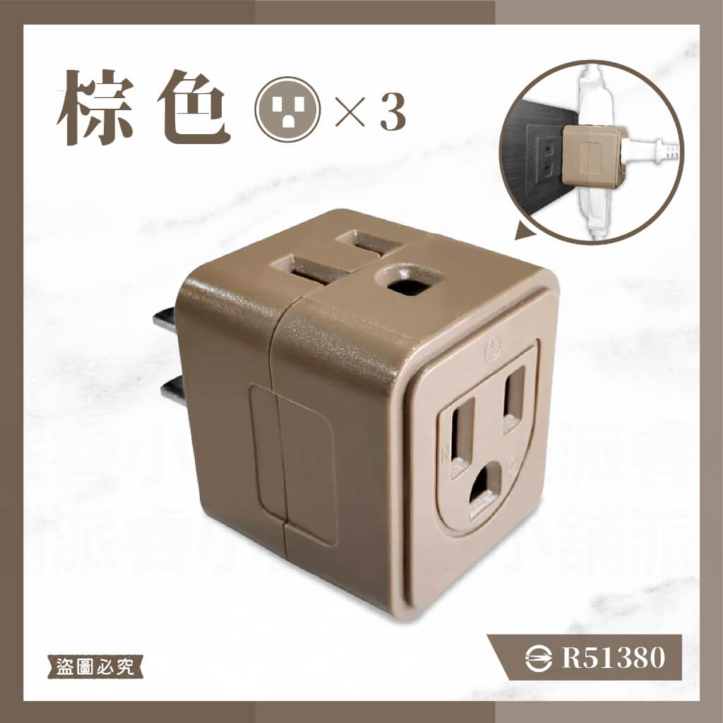 【聖岡 LOFT居家工業風 美式D型3P三面插】三面插 3轉2插頭 插座 插頭 分接器 轉換插 工業風