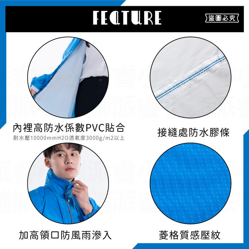 【防漏水斜開拉鍊前開式雨衣】拉鍊加長 雨具 雨衣 連身雨衣 一件式雨衣 斜開雨衣