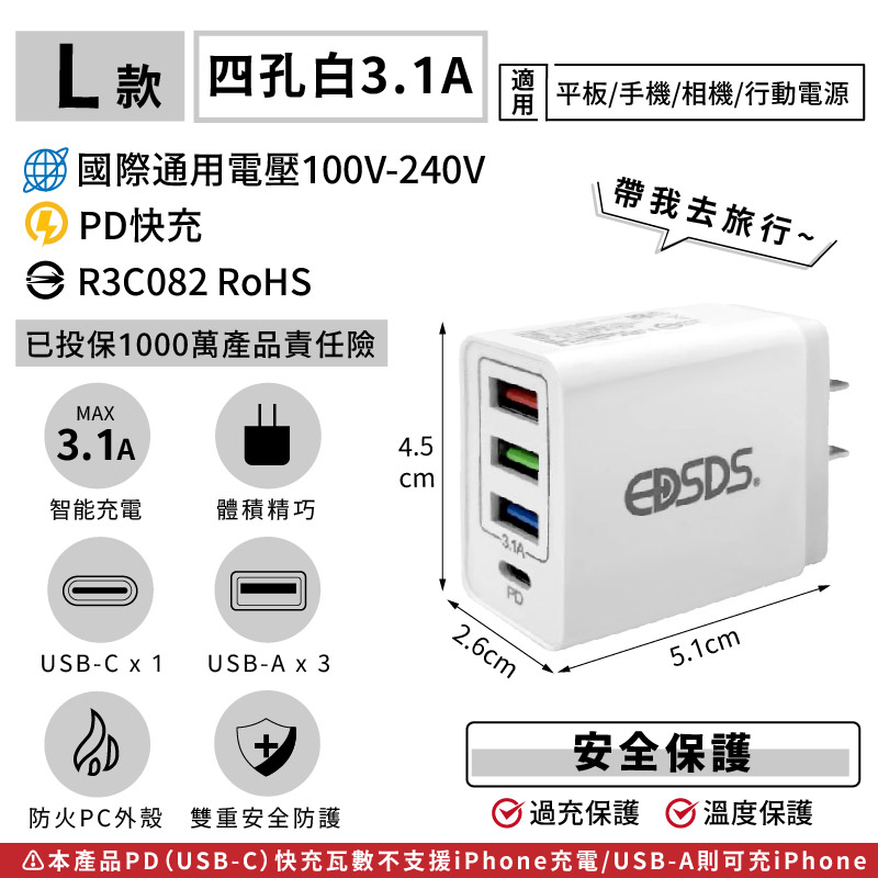 【極速智能充電器】保固 USB充電 豆腐頭 3.1A 2.4A 快充充電頭 5V1A