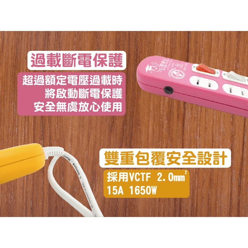 台灣製【馬卡龍色系 過載斷電2P延長線】旋轉插頭 新安規 自動斷電  延長線 2P