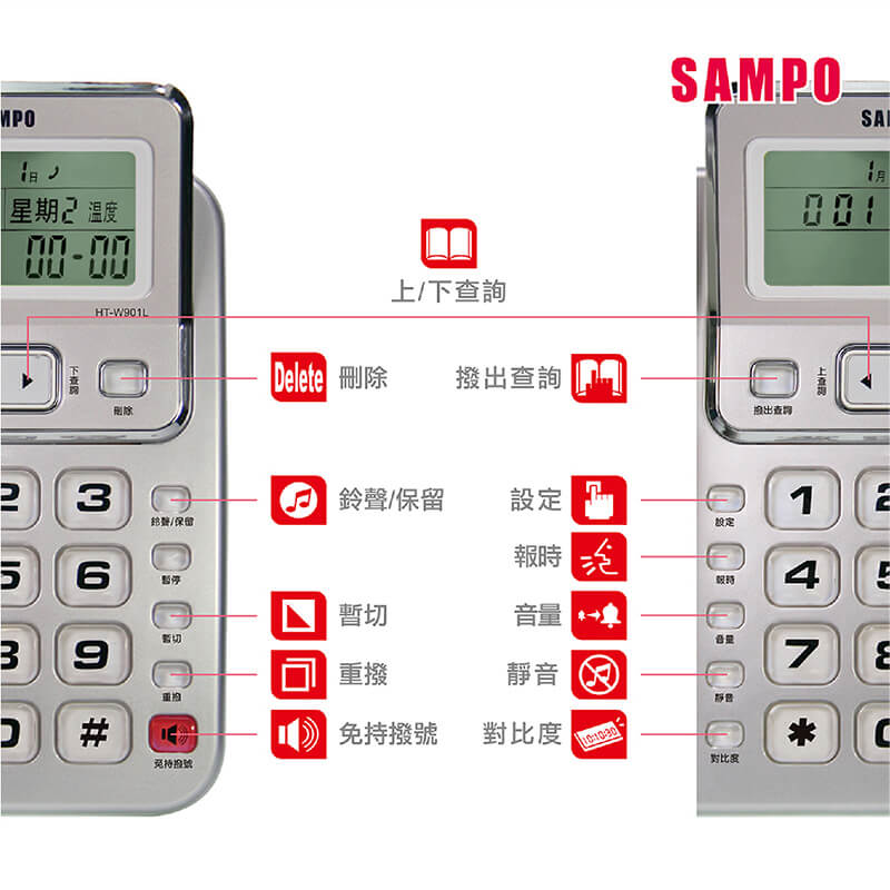 【聲寶來電顯示有線電話】來電顯示 語音報號 電話 家用電話 有線電話 座機 固定電話 室內電話【LD872】