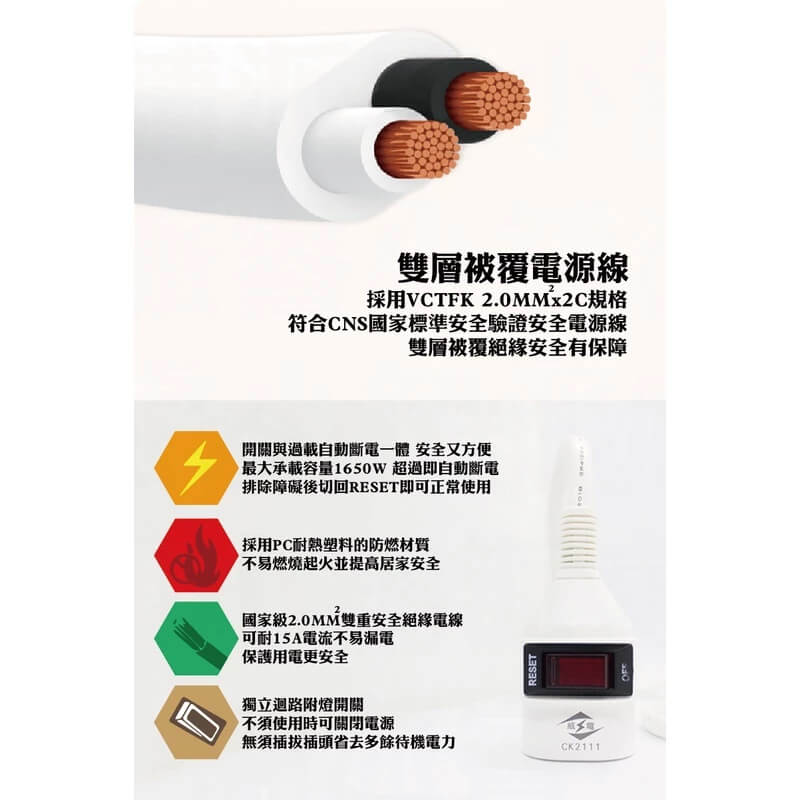台灣製 【威電 1開1插中繼延長線】延長線 中繼線 中繼延長線 分接線 分接插座