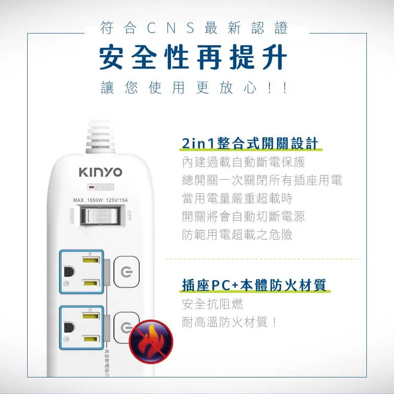 【KINYO 4開3插3USB+3P延長線】延長線 PTP高溫斷電 快充 USB延長線 Type-C【LD776】