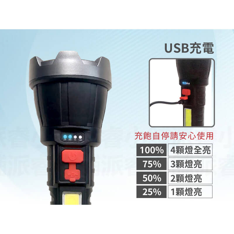 【COB高亮度照明燈】燈具 露營燈 探照燈 工作燈 手電筒 照明燈 充電手電筒 強光LED USB充電
