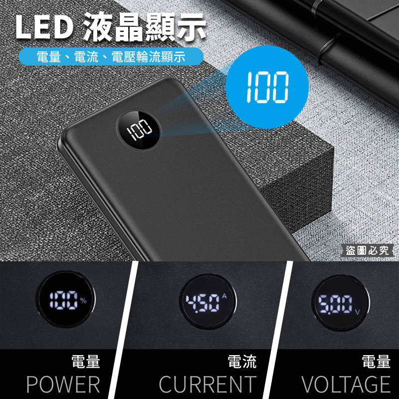 【KINYO PD/QC全兼容快充行動電源】充電器 Type-C 30W 快充 液晶顯示
