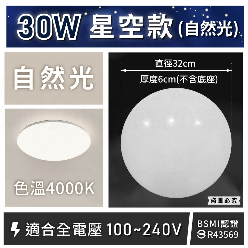 【富山 快拆式專利燈座LED星光吸頂燈】30W 16W 防塵防水 全電壓適用 鑽石造型 星星燈 吸頂燈