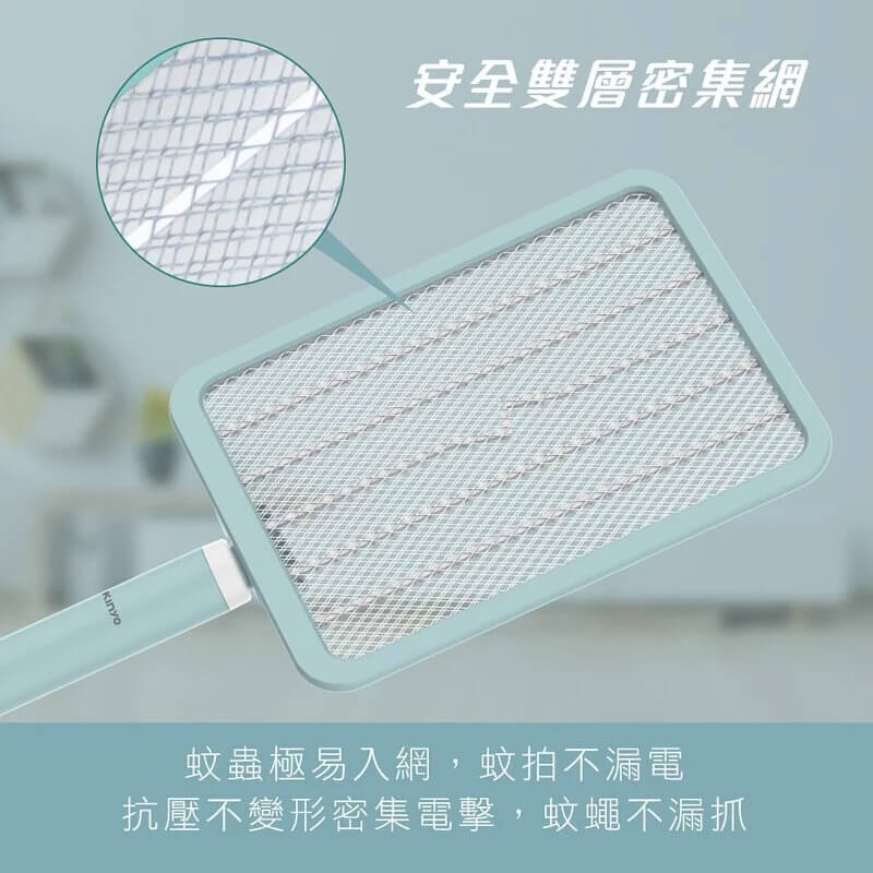 【KINYO 雙按鍵伸縮折疊電蚊拍】超大網面 電蚊拍 捕蚊拍 滅蚊 最長86公分 180度折疊網面【LD686】