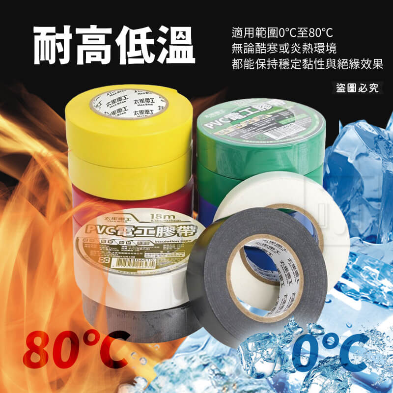 太星電工【電工膠布0.13X19mm】工業 有效絕緣 耐電壓 18米 黏性強 耐用