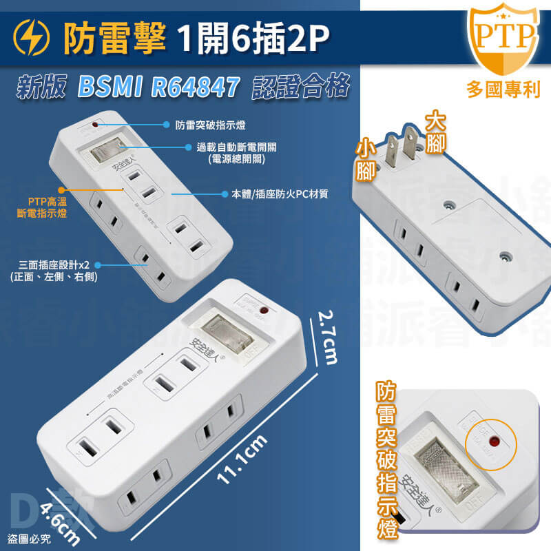 【安全達人 PTP多款分接器】高溫自動斷電 快充 兒童保護蓋 壁插 分接器