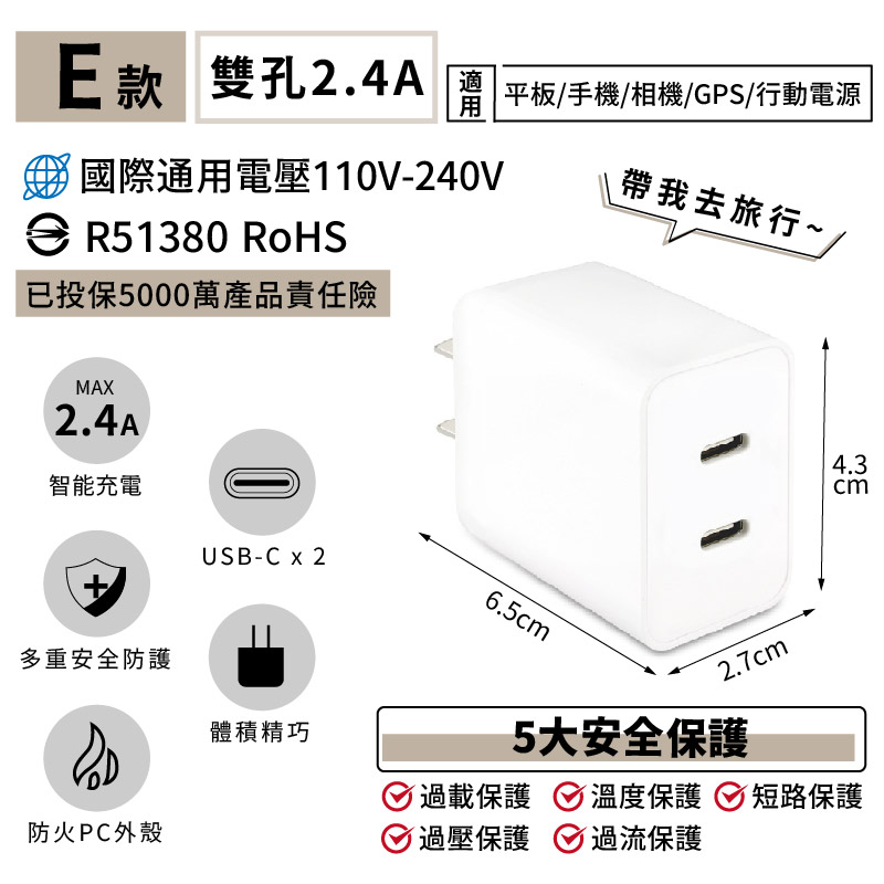 【極速智能充電器】保固 USB充電 豆腐頭 3.1A 2.4A 快充充電頭 5V1A