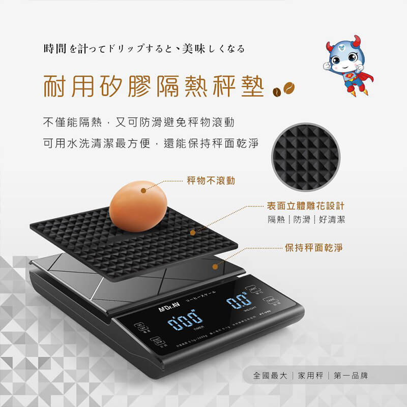 【計時智能雙顯咖啡秤】贈矽膠秤墊 精密秤 烘培秤 廚房秤 料理秤手沖咖啡秤 最大秤重3kg