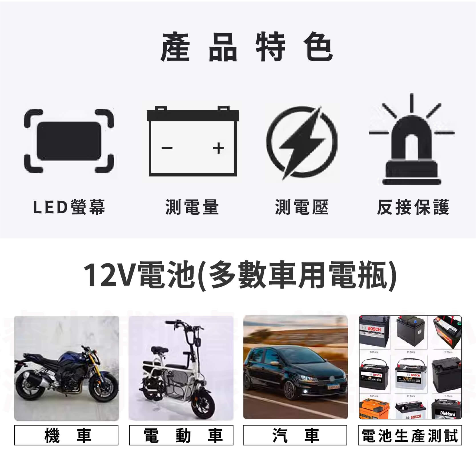 【汽機車12V電瓶檢測器】電池檢測儀 電瓶檢測 電瓶 蓄電池檢測儀 蓄電池 電壓 電量 汽車百貨