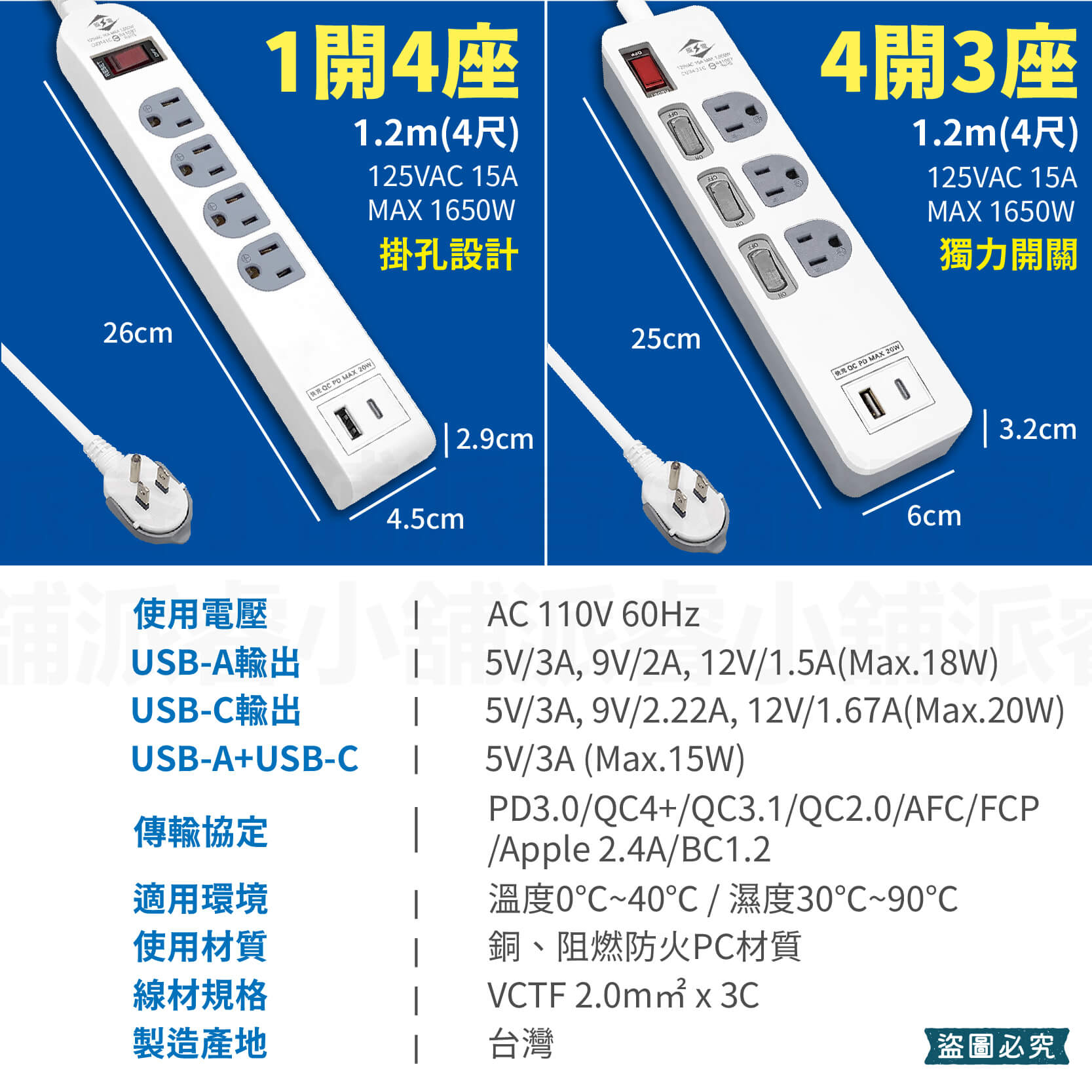 台灣製【威電 20W QC+PD智慧快充延長線組】USB Type-c 智慧快充線 QC PD 快速充電器【LD976】