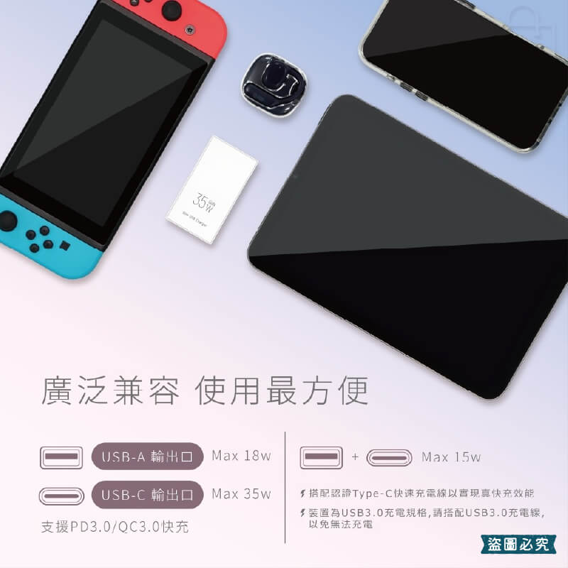 【聖岡科技 35W氮化鎵超薄A+CUSB充電器】充電器 超薄型 氮化鎵