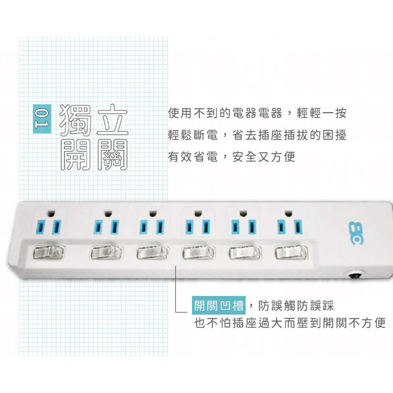 台灣製【新安規 過載斷電獨立開關安全延長線】延長線 加大插孔間距 防雷擊防突波 獨立開關4尺 5尺 8尺【LD549】