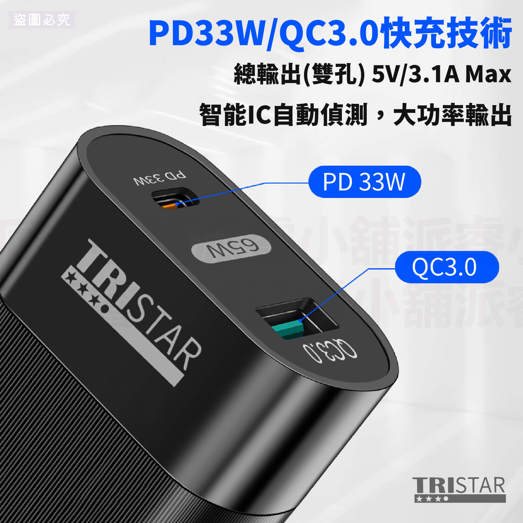 【65W PD+QC3.0大功率快速充電器】充電器 充電頭 氮化鎵 QC3.0