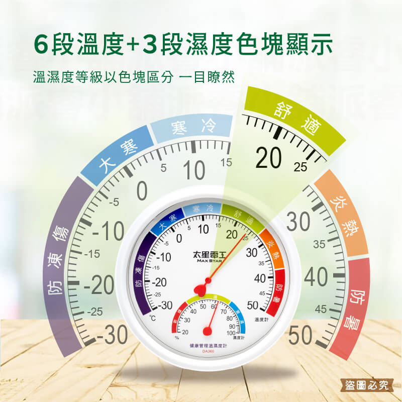 【太星電工 健康管理溫溼度計】溫濕度計 溫度計 濕度計 可懸掛 指針式 免電池溫度計 溫度 濕度