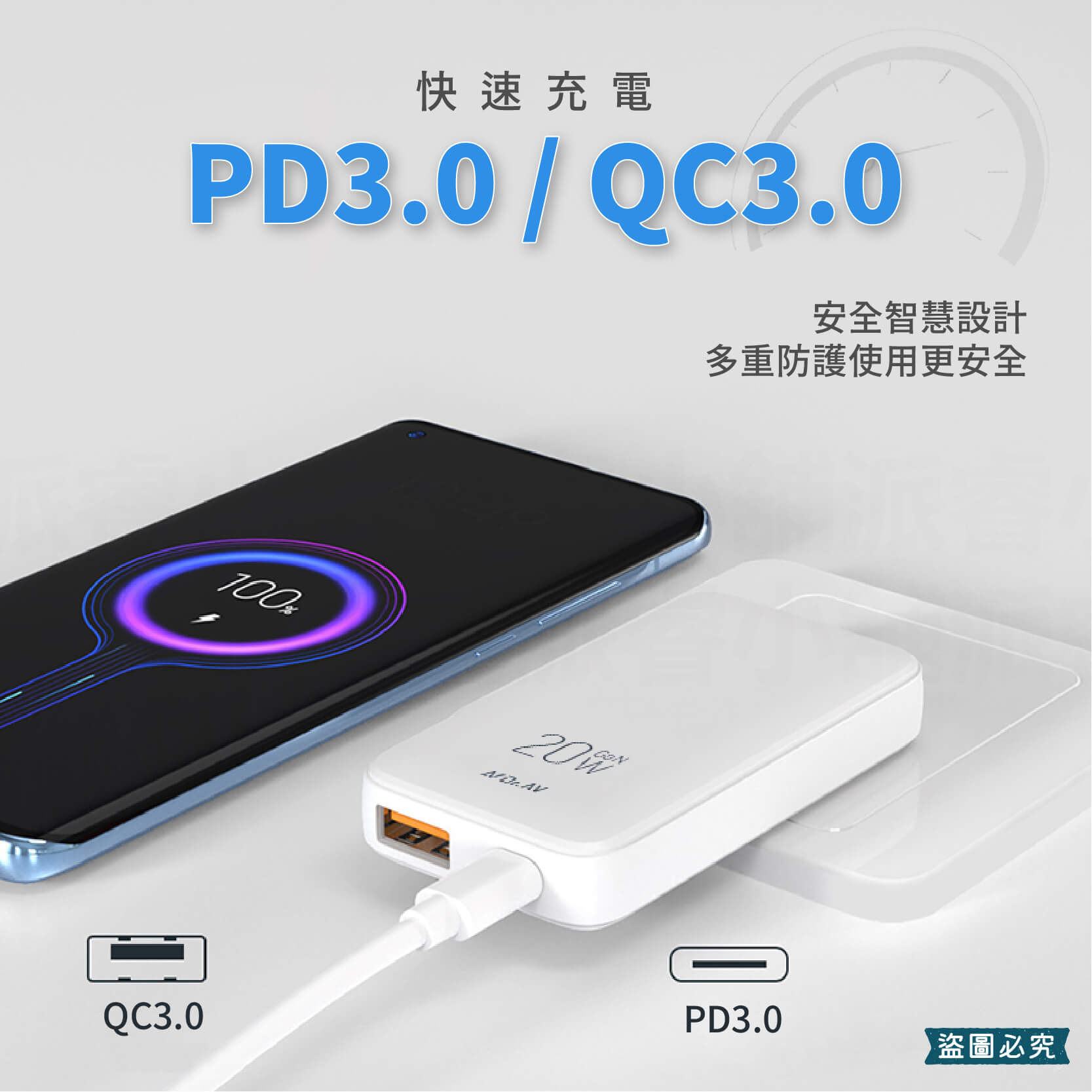 【GaN氮化鎵超薄充電器20W】國際電壓 名片型 隨身攜帶 豆腐頭 充電頭 快充【LD1143】
