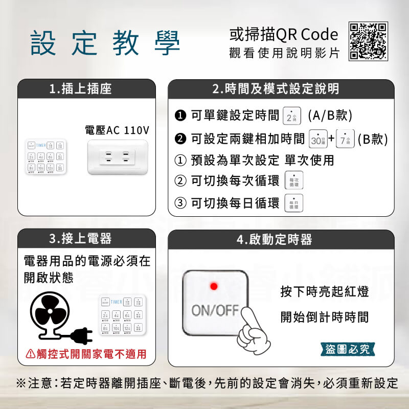新安規認證【聖岡 按鍵式倒數定時器】影片教學 防過充 單次 每日循環 大按鍵設定 定時器 定時關機 省電