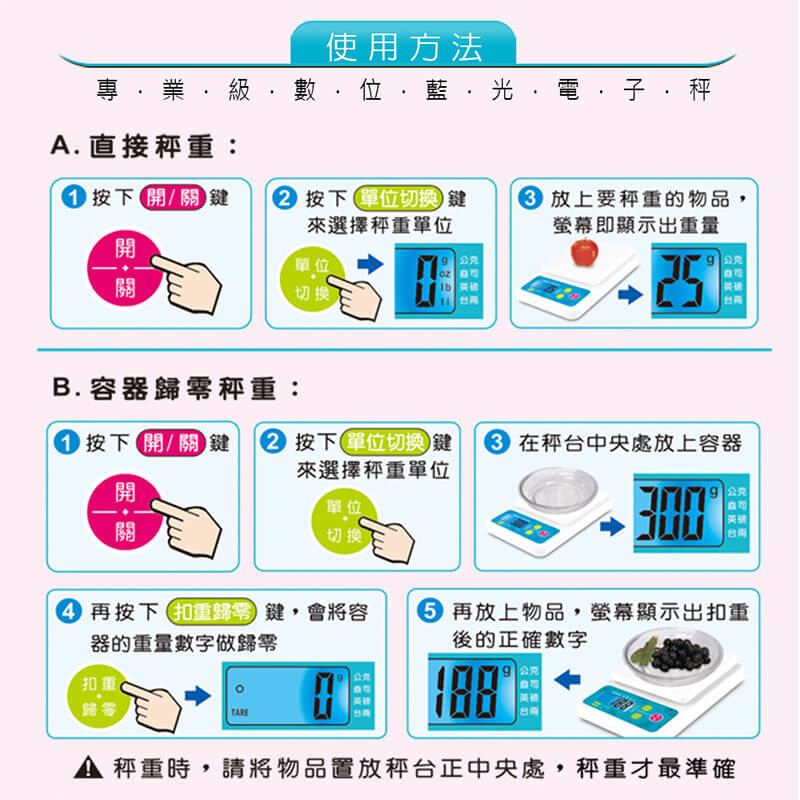 【聖岡科技 專業級數位藍光電子秤】食物料理秤 電子秤 磅秤 廚房秤 3公斤 【LD470】