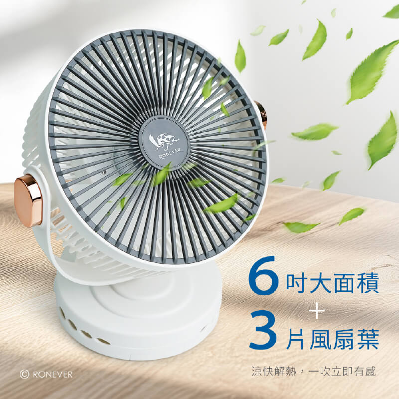 【RONEVER 6吋靜音小夜燈風扇】USB風扇 360度轉 可當手機支架 小風扇 夾扇 靜音風扇 風扇