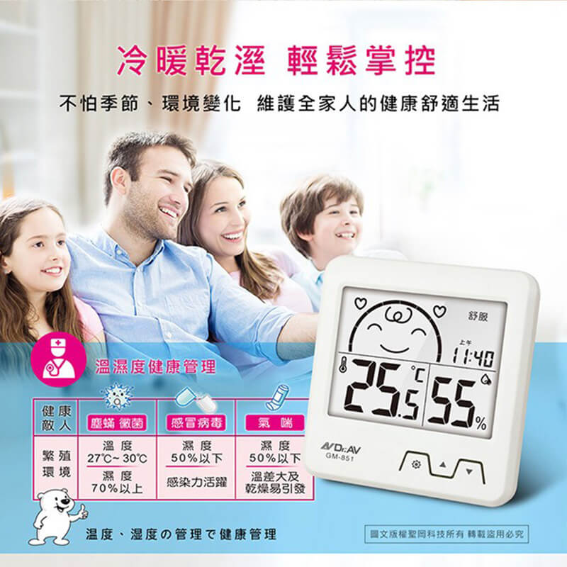 【聖岡 智能超大螢幕溫濕度計】溫度計 溼度計 溫溼度計 智能偵測超精準 濕度【LD500】