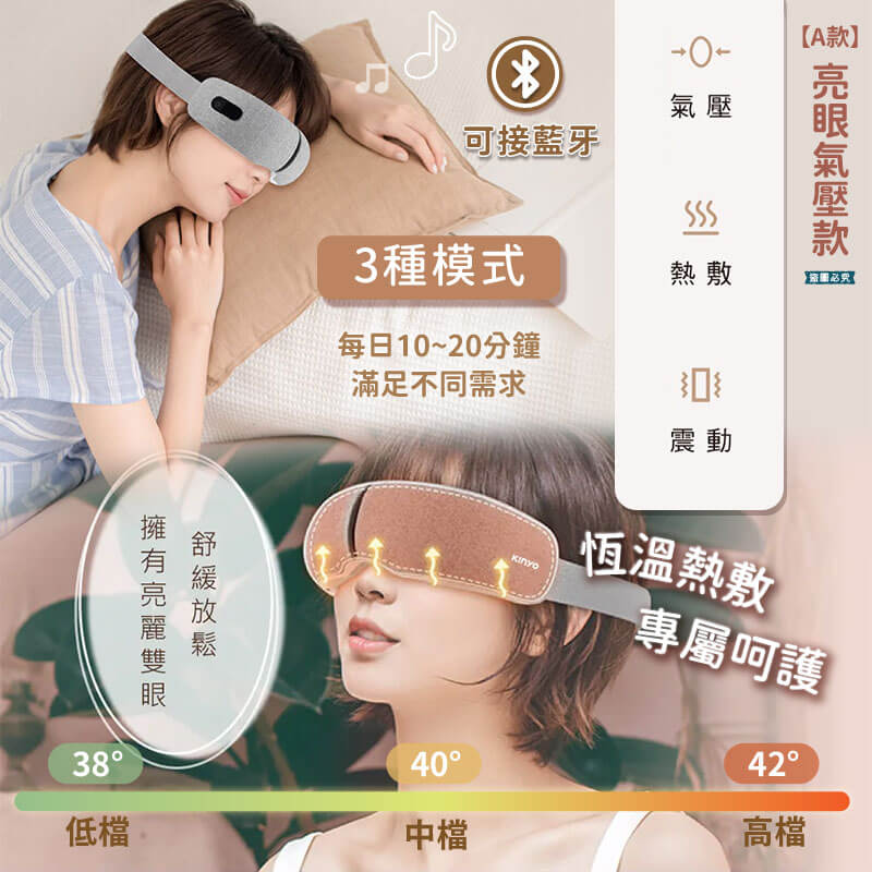 【KINYO 熱敷按摩眼罩】石墨烯 氣壓 熱敷 眼部按摩 指壓 震動 禮物