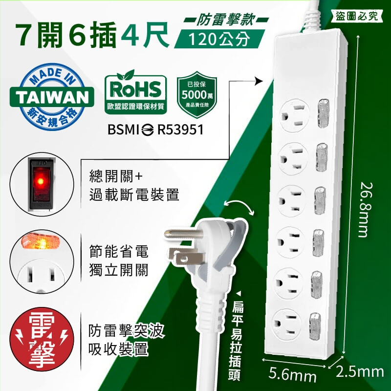 台灣製【太星電工 蓋安全滑動防塵蓋延長線】防塵蓋 延長線 3P 按壓式開關