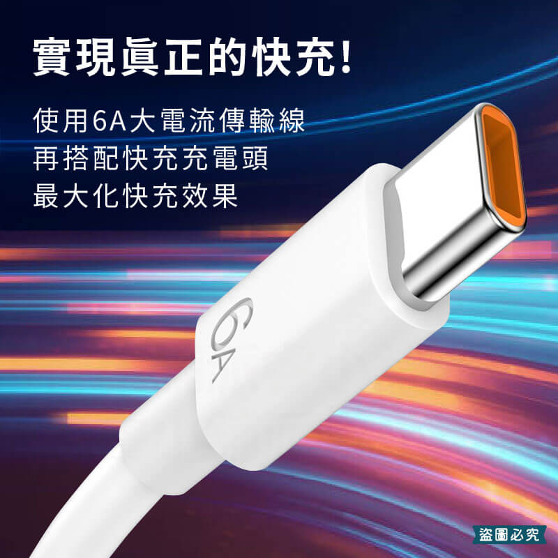 【6A速充傳輸線】線長1公尺 6A快充線 傳輸線 充電線 Type-C 蘋果 安卓
