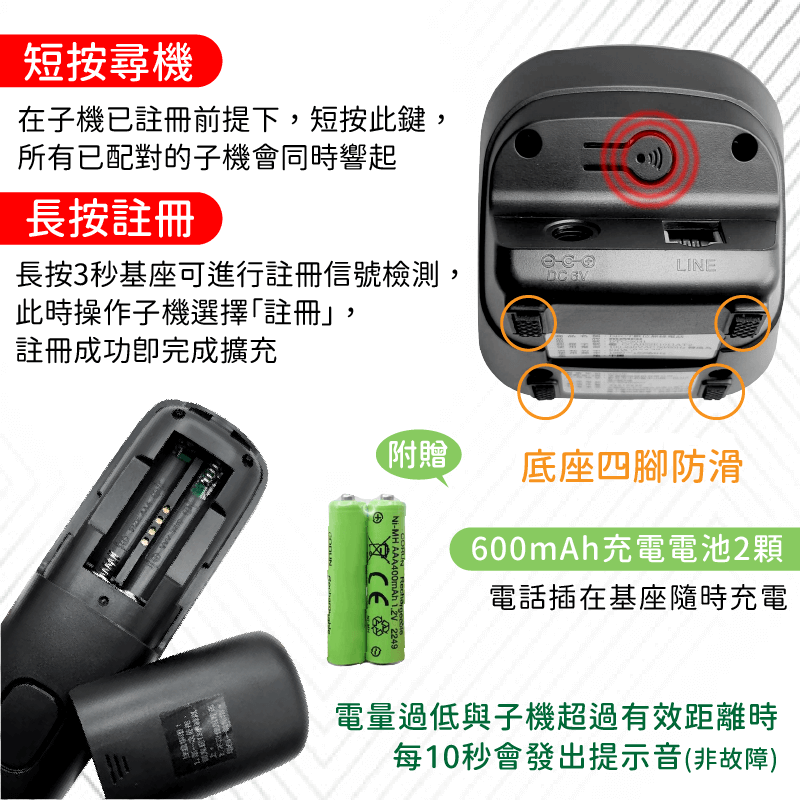 【DECT子機擴充數位無線電話】電話 無線電話 子母機 座機 固定電話 家用電話 辦公室電話 室內電話【LD882】