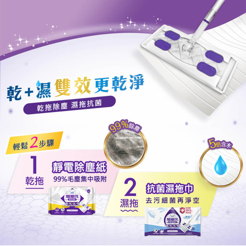台灣製造【抗菌濕拖巾】驅塵氏 除塵紙 濕拖巾 除塵巾 拖地紙 濕紙巾 抗菌