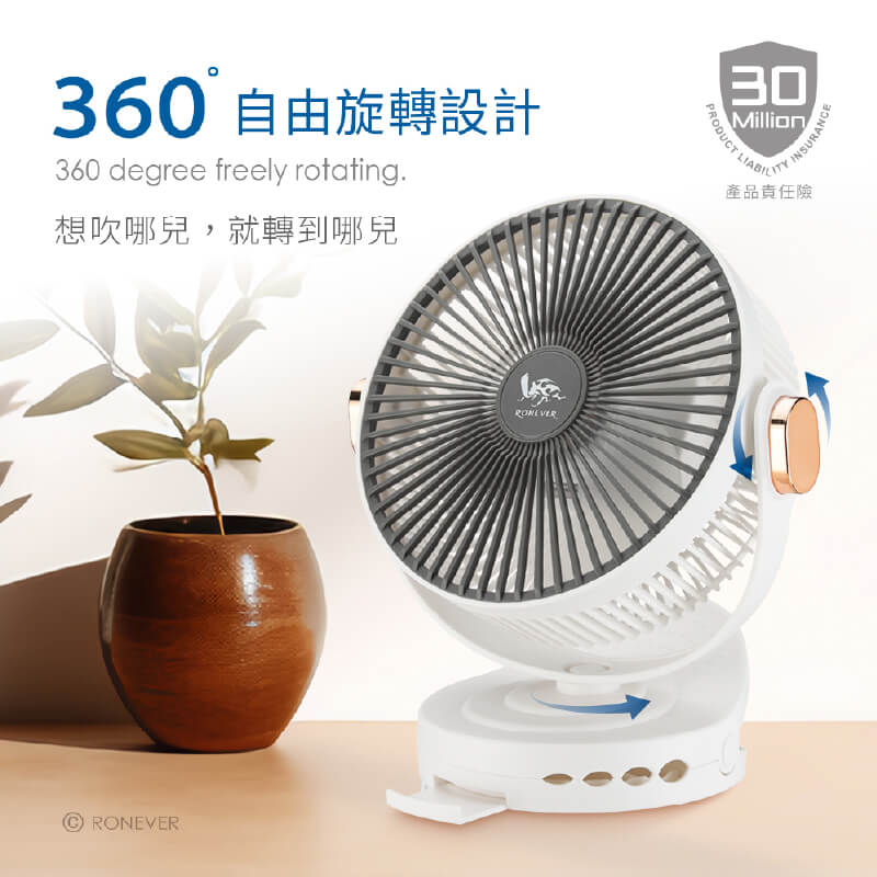 【RONEVER 6吋靜音小夜燈風扇】USB風扇 360度轉 可當手機支架 小風扇 夾扇 靜音風扇 風扇